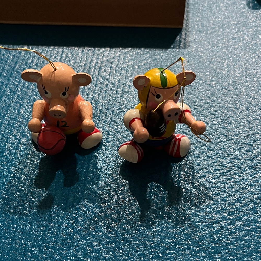 Vintage pig sports ornament